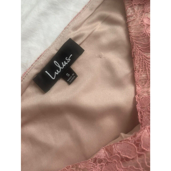 Lulus Blush Pink Lace Skater Dress Size Small All Of My Heart Formal HOCO New - Picture 9 of 14